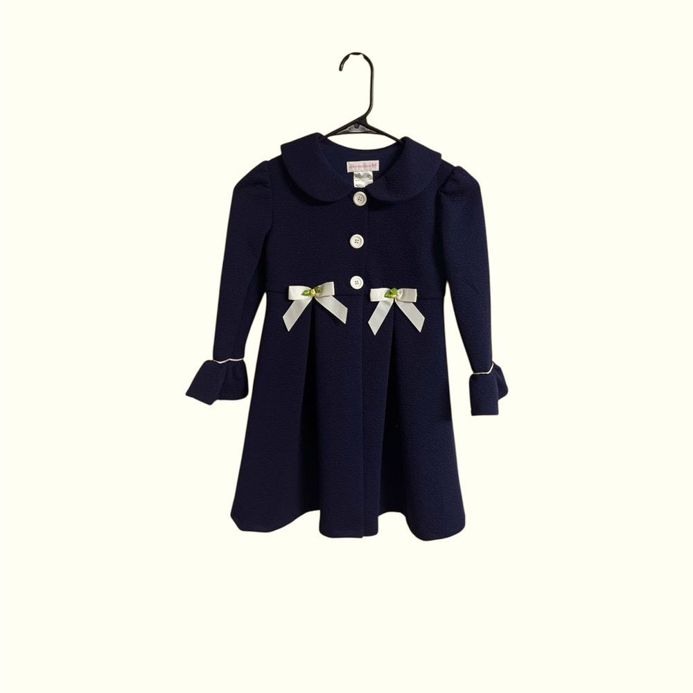Bonnie Jean Navy Blue Poplin Coat Swing Dress Coat Sz 6